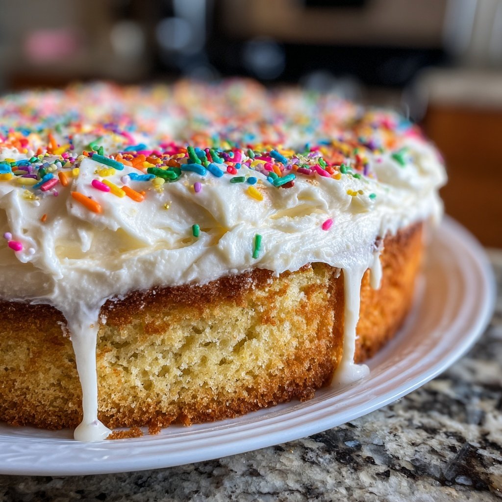 Vanilla Birthday Cake with Rainbow Sprinkles