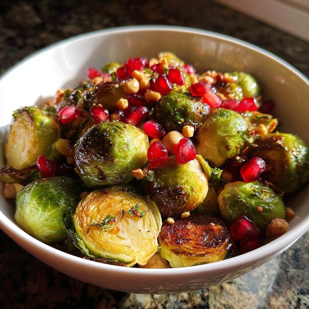 Brussels Sprouts with Pomegranate Hazelnuts