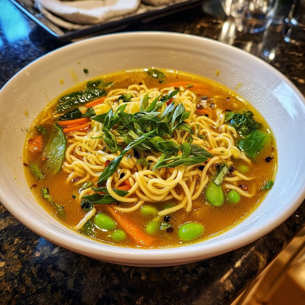 Fast Vegetarian Ramen with Fresh Ginger