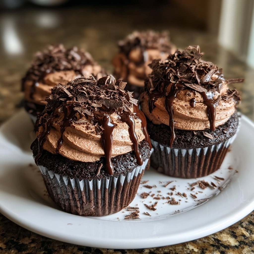 Fluffy Chocolate Mousse Cupcakes
