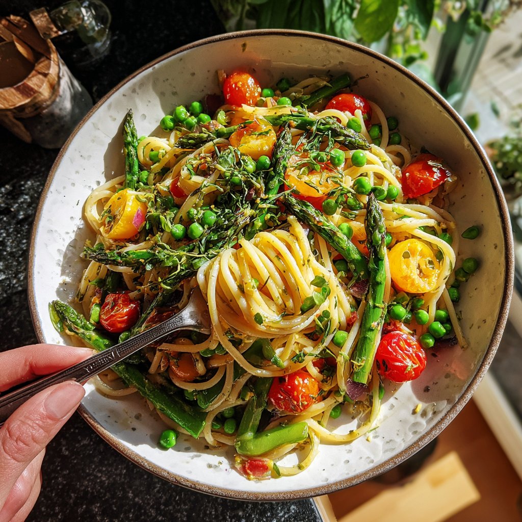 Pasta with Spring Veggie Medley
