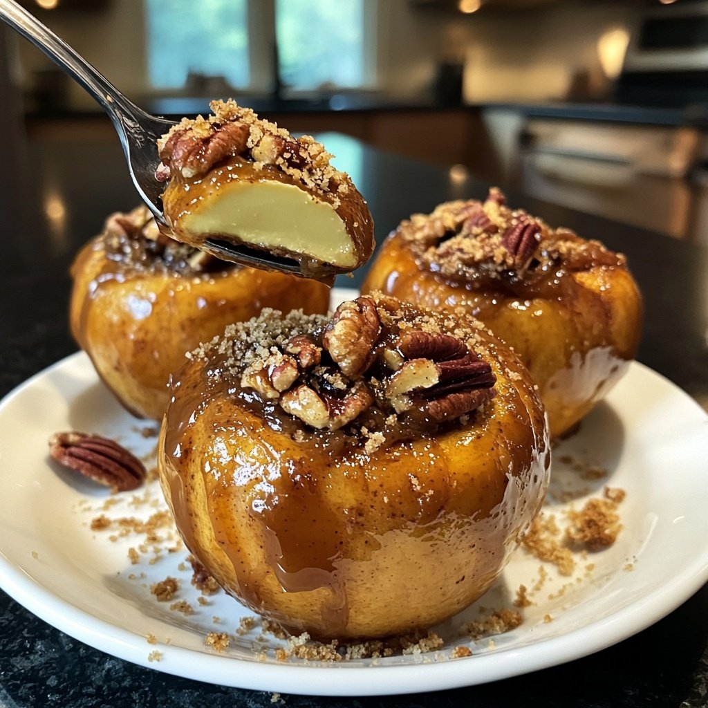Festive Baked Apples with Marzipan and Pecans