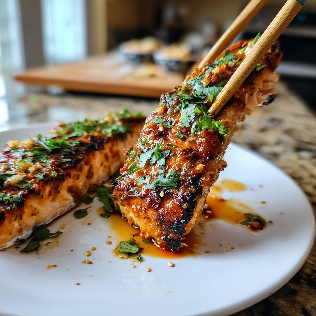Bang Bang Salmon with Cucumber Salad