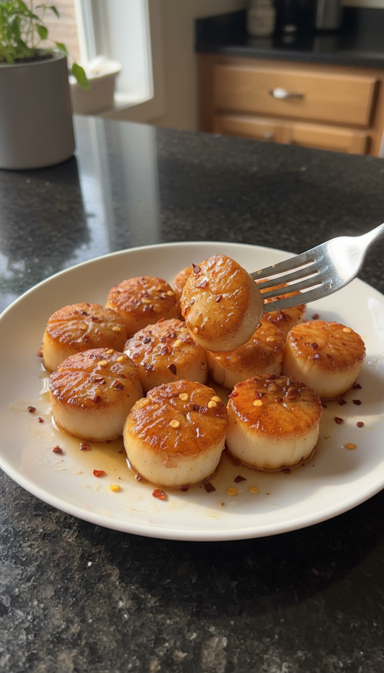 Honey Chili Seared Scallops