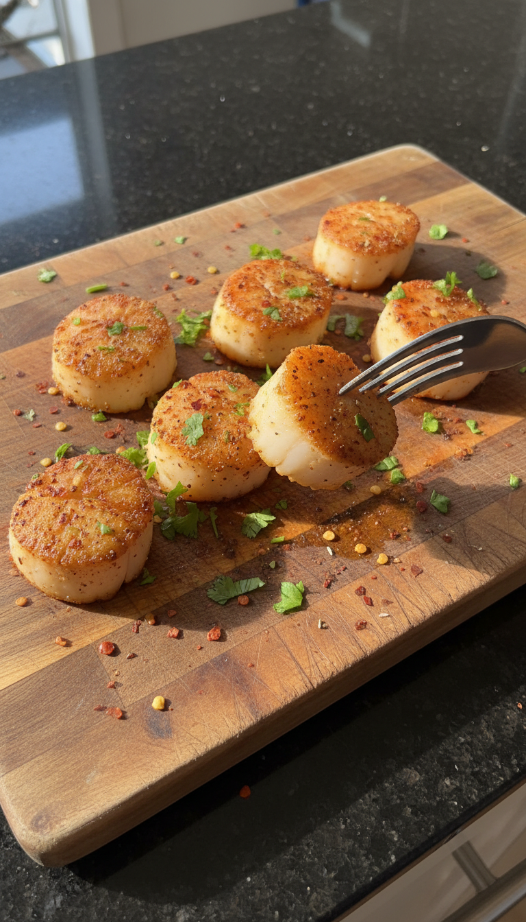 Atomic Spicy Seared Scallops