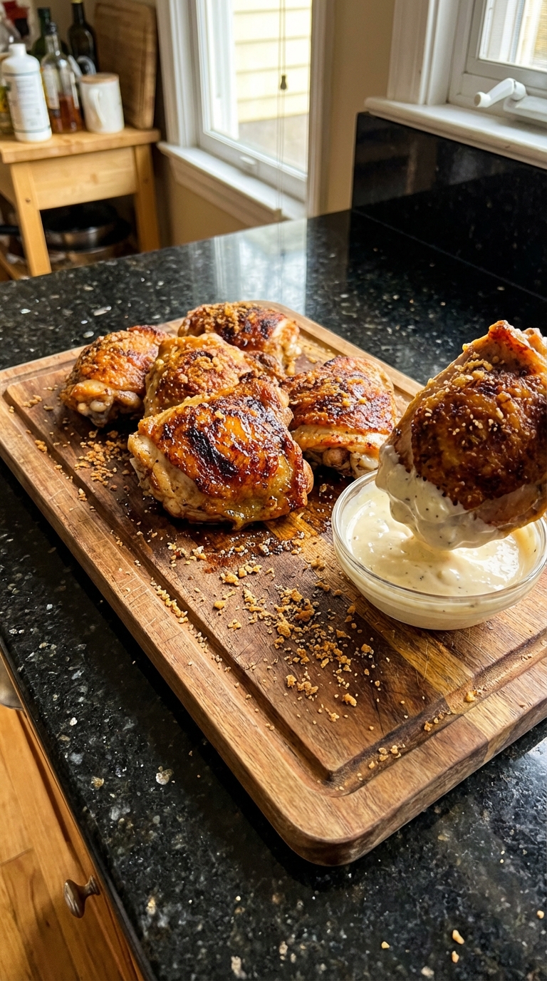 Crispy Chicken Thighs with Aioli