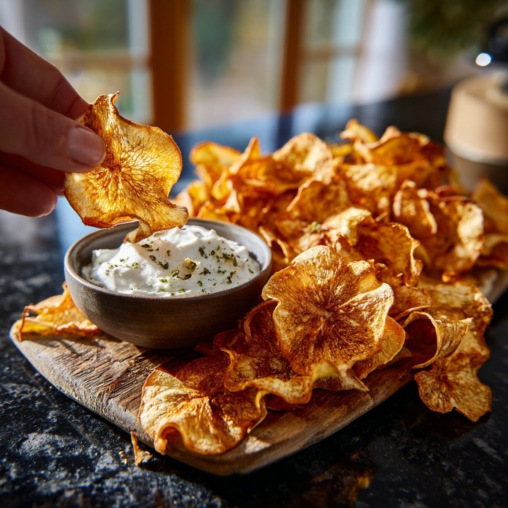 Crispy Apple Chips with Dip